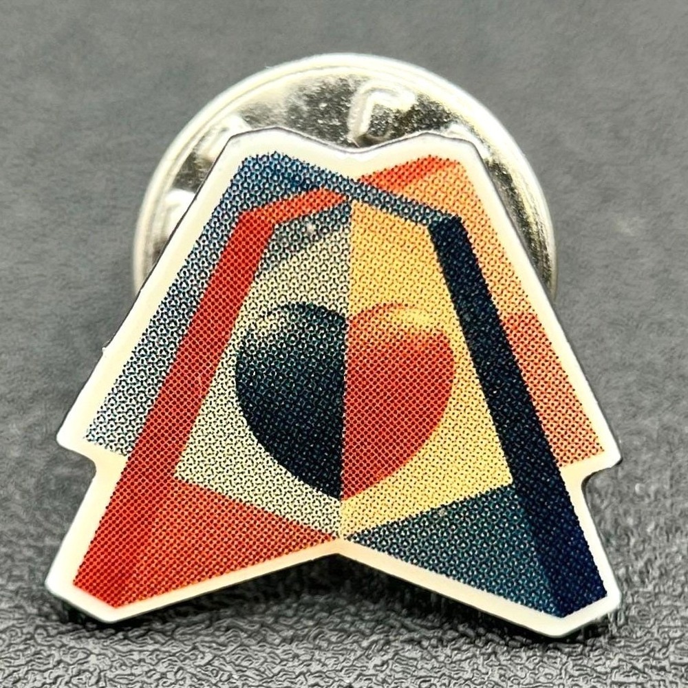 Vintage Geometric Multicolor Halftone Pattern Abstract Logo Enamel Lapel Pin Y2K